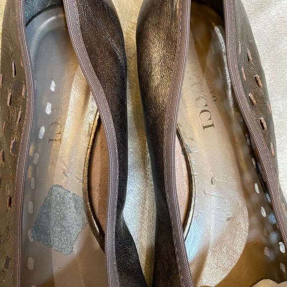 Vintage Sesto Meucci Bronze Metallic Leather Flats Women Size 9 - Picture 2 of 8